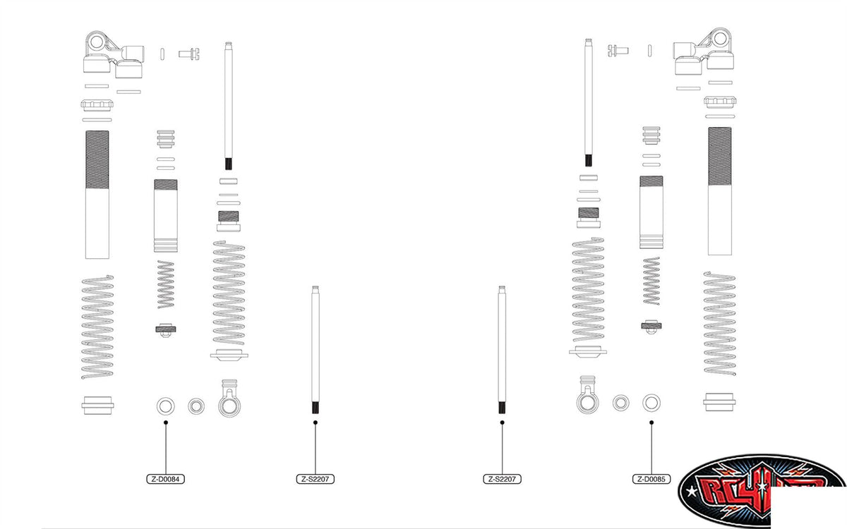 RC4WD ZD0085 Rear Shocks for RC4WD Miller Motorsports Pro Rock Racer