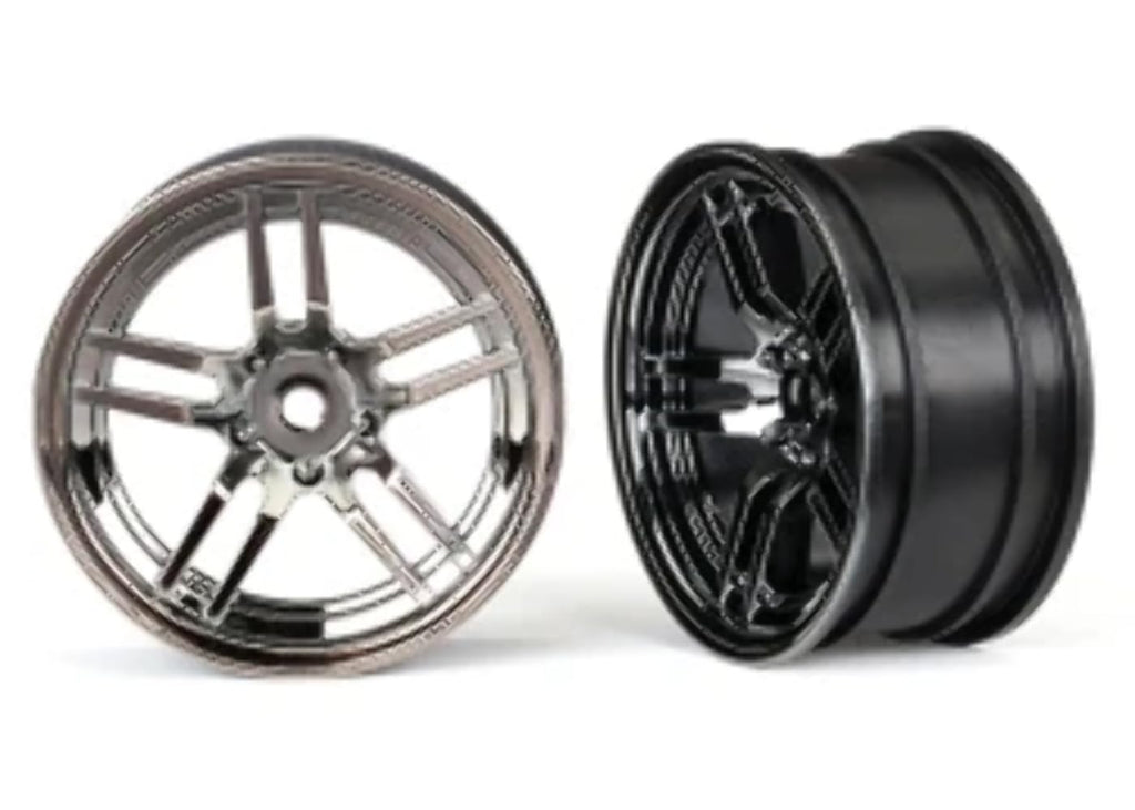 Traxxas 8371 Wheels, 1.9' Split-Spoke (Black Chrome) (Front) (2)