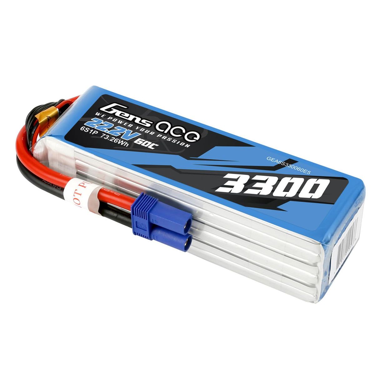 Gens Ace 33006S60E5 3300mAh 22.2V 60C 6S1P Lipo Battery Pack with EC5