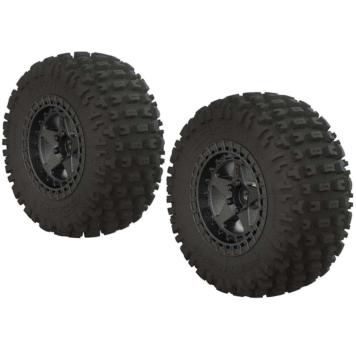 Arrma 550043 dBoots Fortress SC Tires, Glued Black Chrome (2)