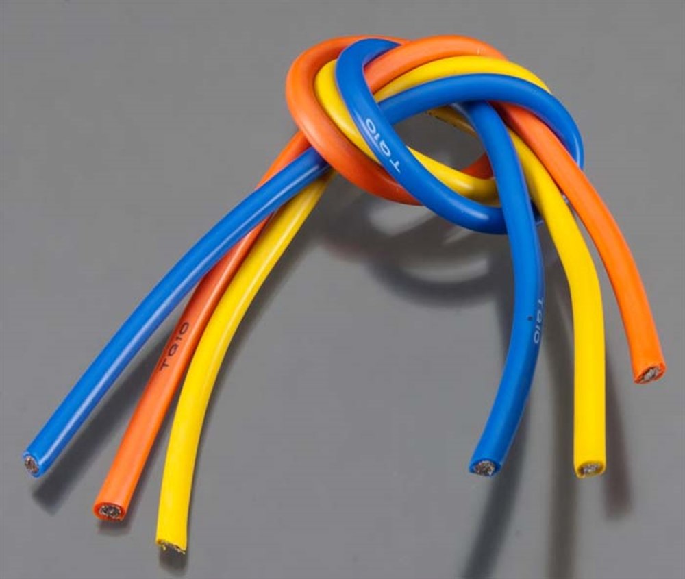 TQ Wire 1104 10 Gauge Super Flexible Wire - 1' ea. Blue, Yellow, Orange
