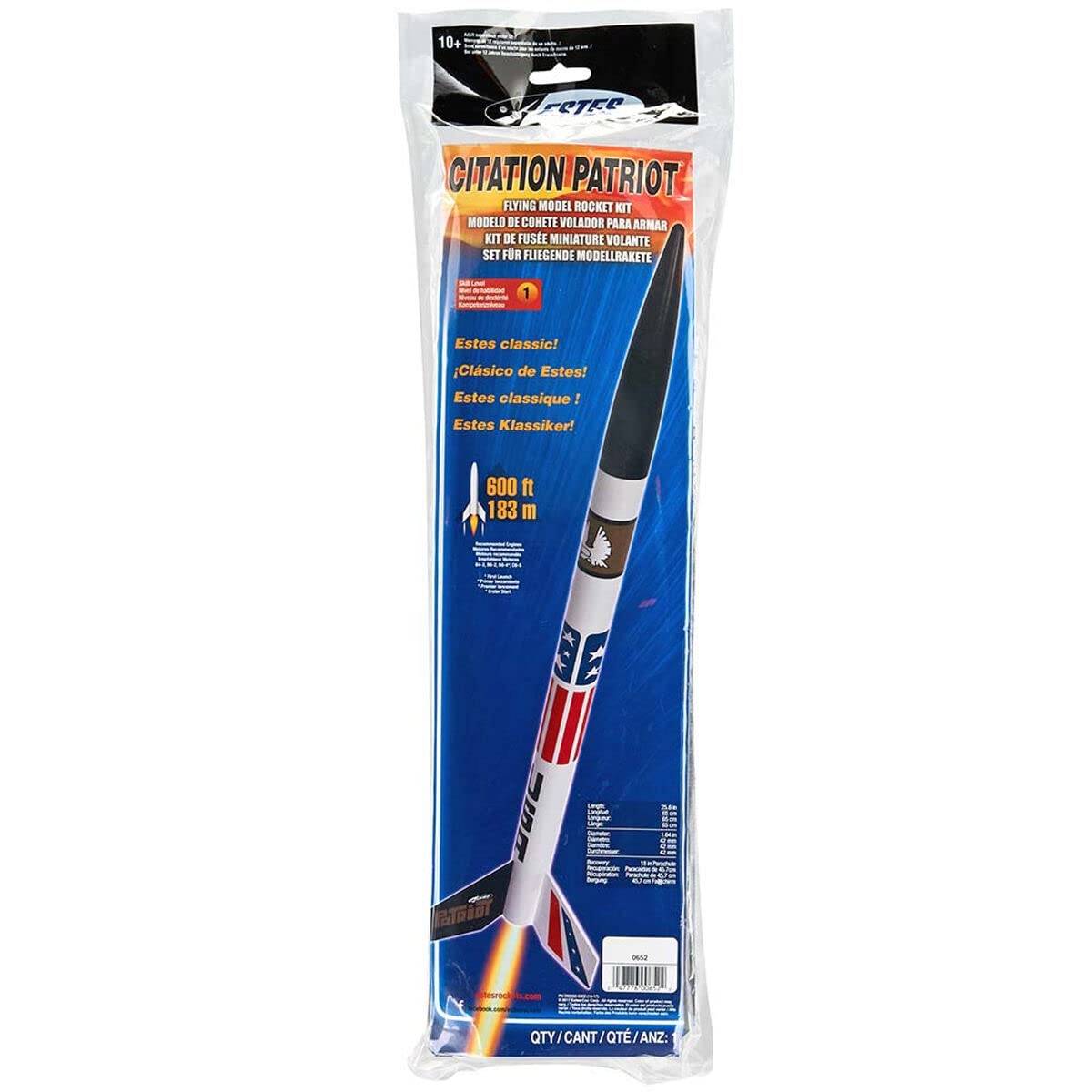 Estes 0652 Citation Patriot Rocket Kit: Skill Level 1