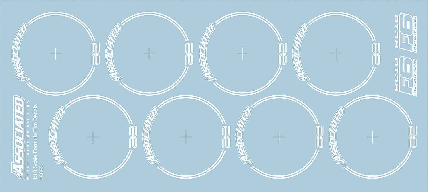 Team Associated 8692 RC10F6 Tire Decals, White