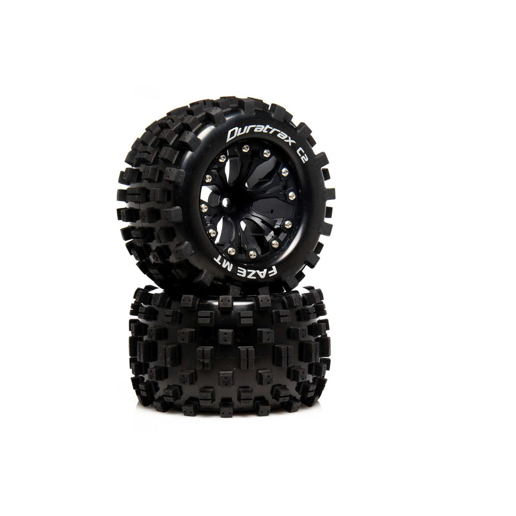 DuraTrax DTXC5553 FAZE MT 2.8 Mounted F/R C2 .5 Offset Black (2)