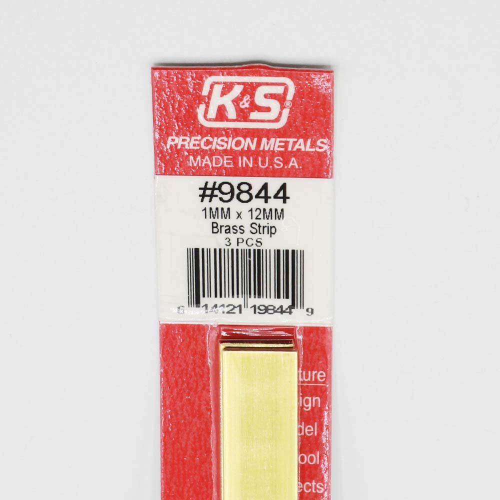 K & S Metals 9844 Brass Strip: 1mm Thick x 12mm Wide x 300mm Long