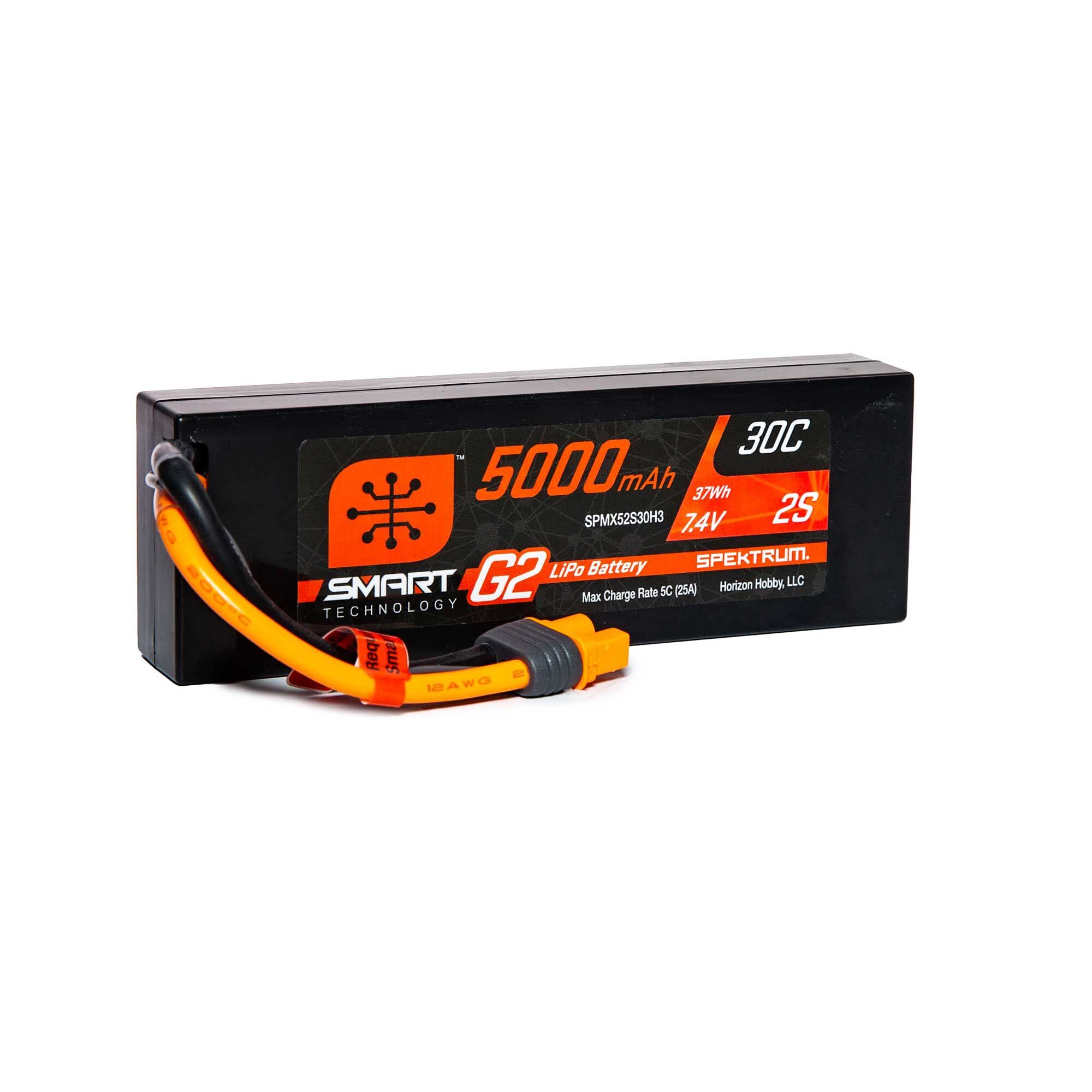 Spektrum SPMX52S30H3 5000mAh 2S 7.4V Smart G2 LiPo 30C Hard Case IC3