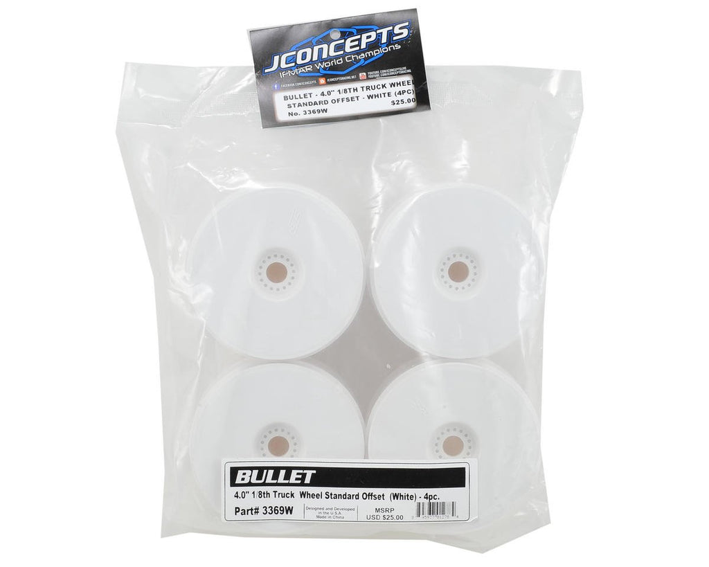 J Concepts JCO3369W 1/8 Bullet 4.0" Truck Wheel, White (4)