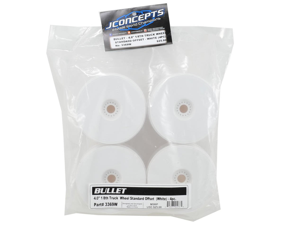 J Concepts JCO3369W 1/8 Bullet 4.0" Truck Wheel, White (4)