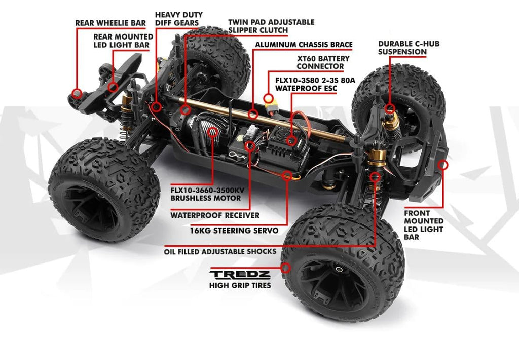 Maverick 150405 Quantum2 MT Flux 1/10th Monster Truck - Red