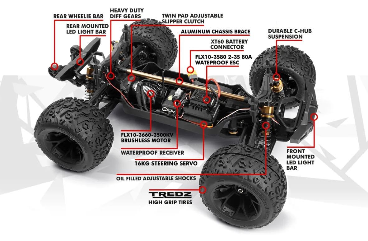 Maverick 150405 Quantum2 MT Flux 1/10th Monster Truck - Red