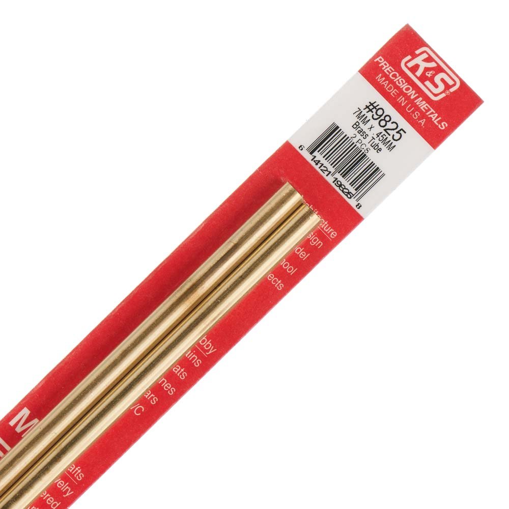K&S 9821 Round Brass Tube, 3mm OD x 0.45mm Wall x 300mm Long, 4 Pieces, Made in The USA