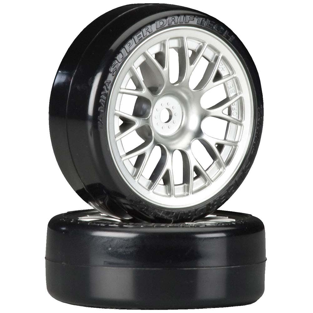 Tamiya 54021 Mtl-Pltd Mesh Whl w/Cmntd Sup Driftech Tires24mm