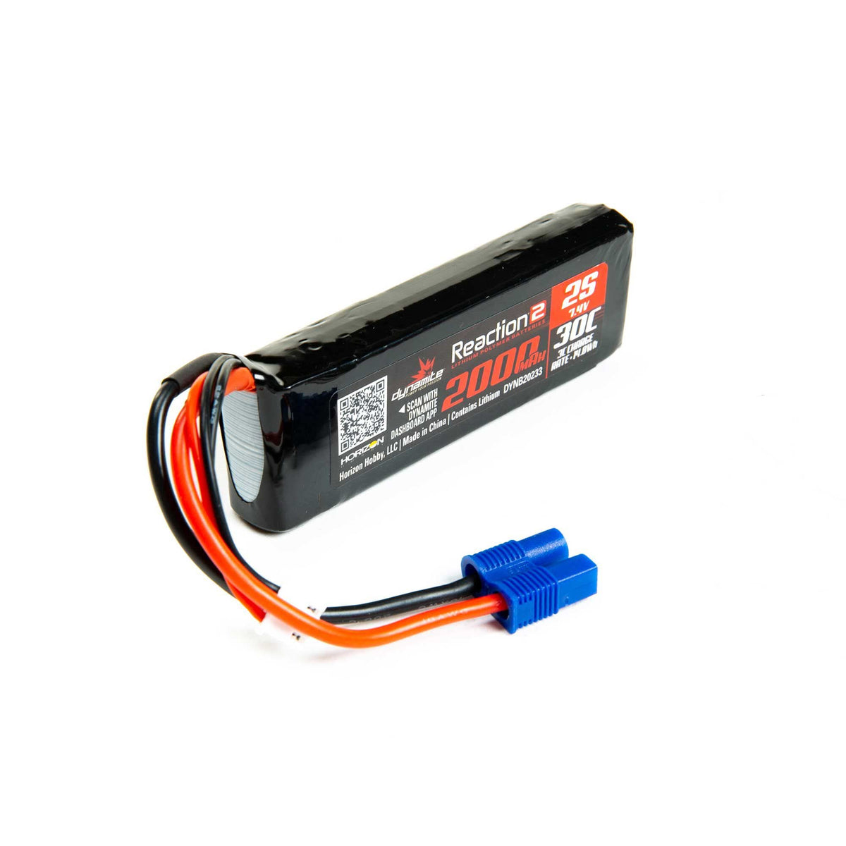 Dynamite DYNB20233 Reaction2 7.4V 2000mAh 2S 30C LiPo Battery: EC3 Minis, TWH