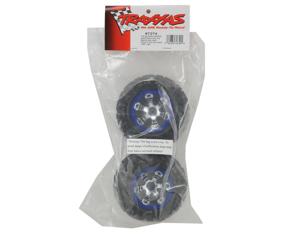 Traxxas 7274 Geode Wheels, Blue & Canyon AT Tires (2): 1/16 Summit
