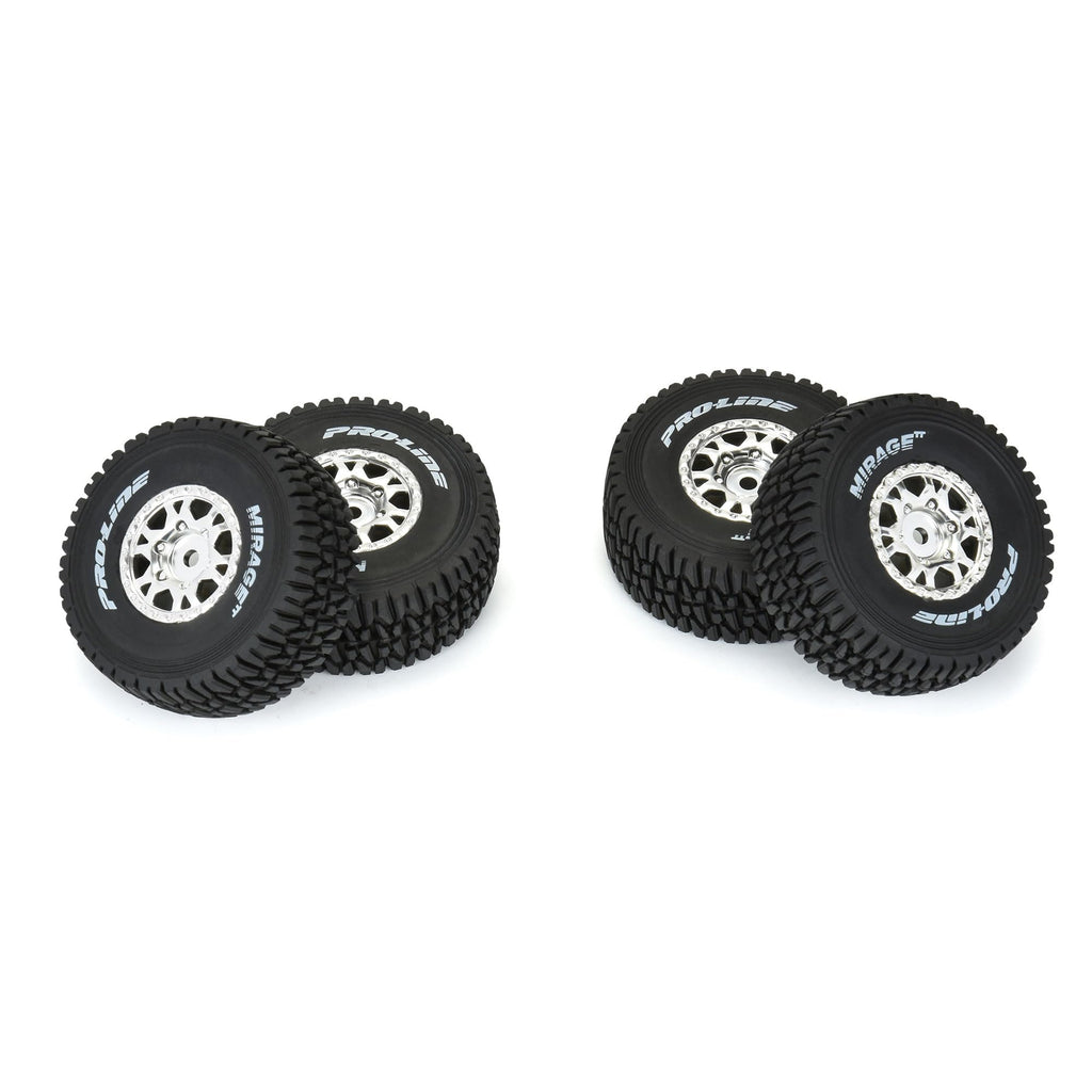 Pro-Line PRO1025310 Mirage TT F/R Tires Mounted 12mm Hex Satin Silver Impulse (4) for Arrma Mojave Grom