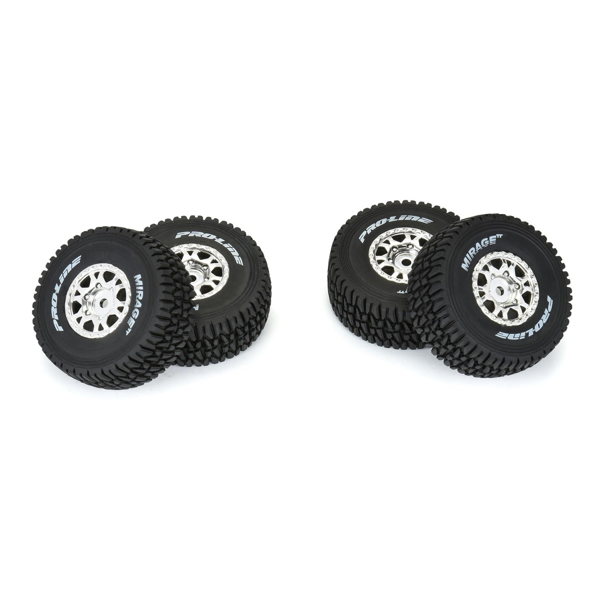 Pro-Line PRO1025310 Mirage TT F/R Tires Mounted 12mm Hex Satin Silver Impulse (4) for Arrma Mojave Grom
