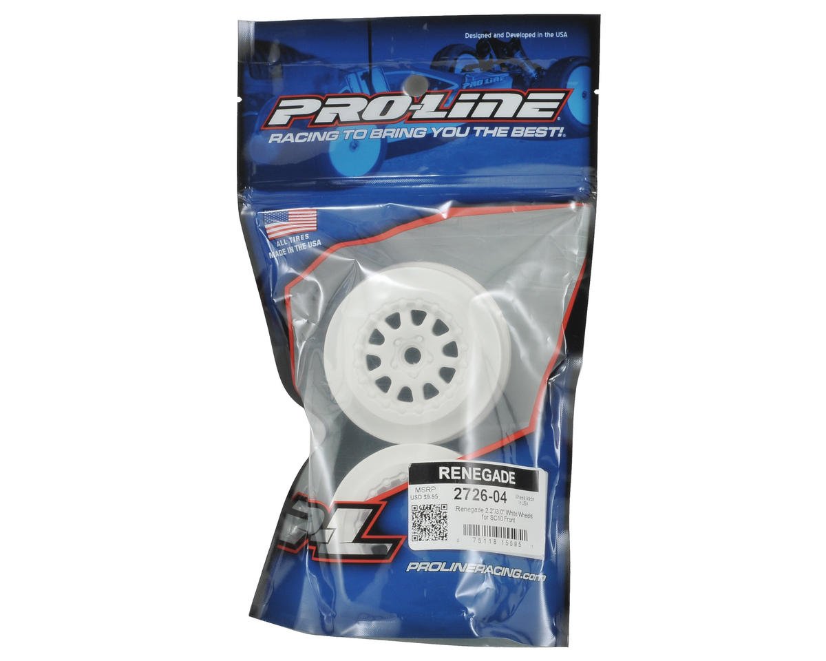 Pro-Line 272604 Renegade 2.2/3.0 White Short Course Wheels, Front: SC10 2wd