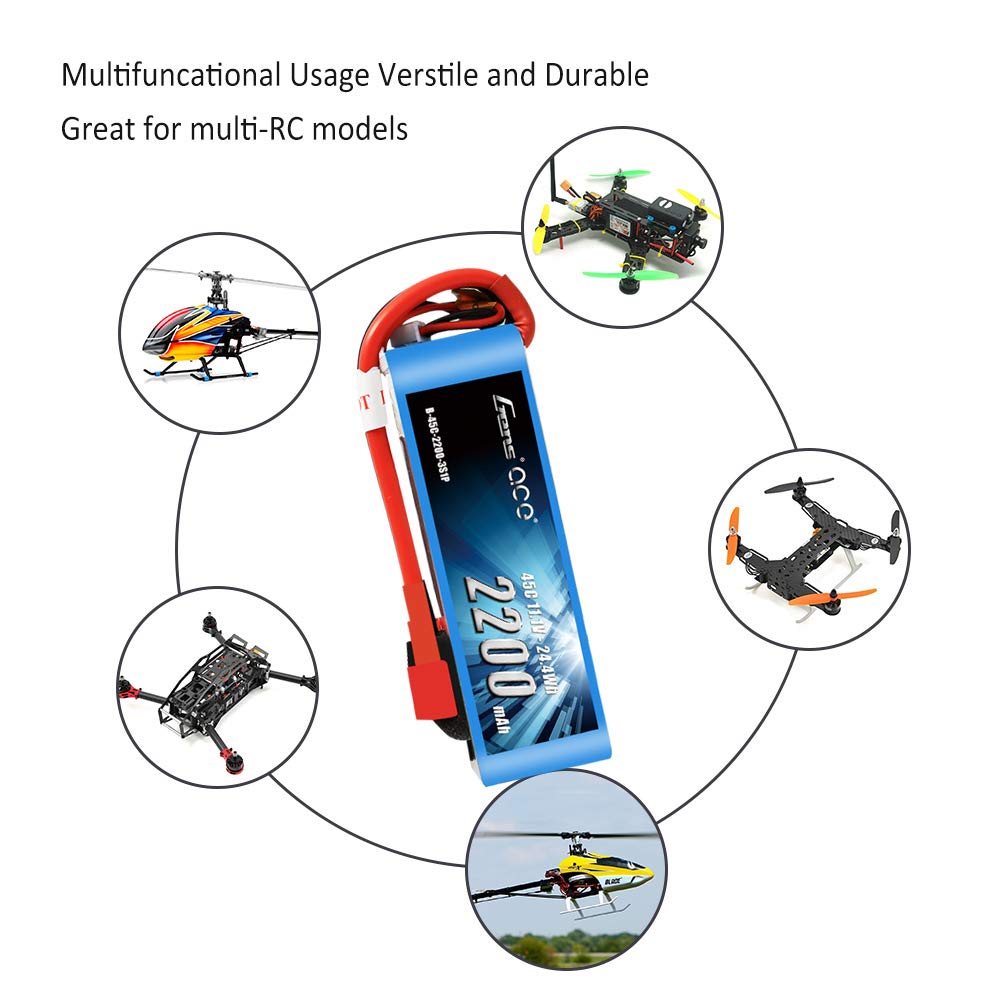 Gens Ace 22003S45D 2200mAh 11.1V 45C 3S1P Lipo Battery Pack w/ Deans