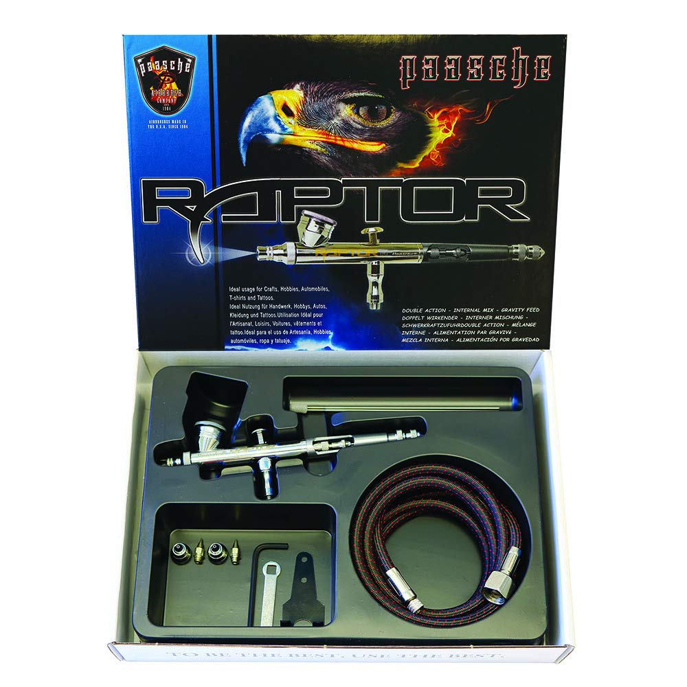 Paasche RG-3S Raptor Gravity Feed Double Action Set w/ .25, .38 and .66mm heads