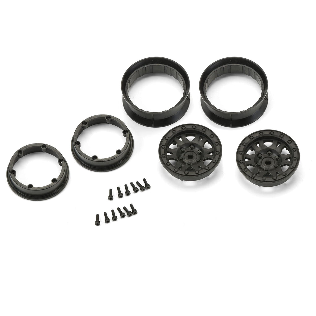 Pro-Line 276903 Front, Rear Impulse 1.9 Blk Plastic BeadLoc Wheels: Crawler