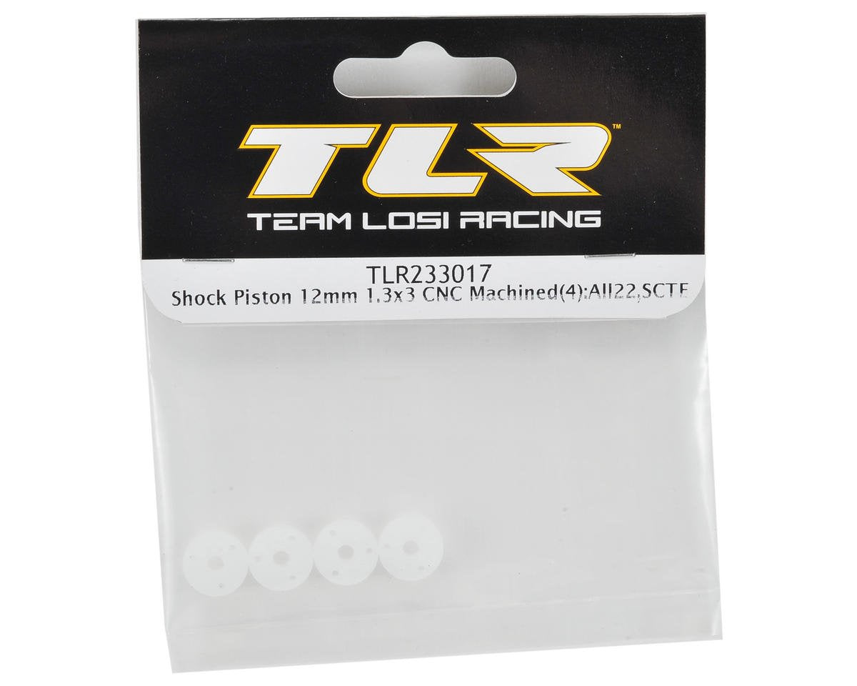 Team Losi Racing TLR233017 Shock Pistons(4)12mm 1.3x3 CNC Machined:22, Ten-SCTE