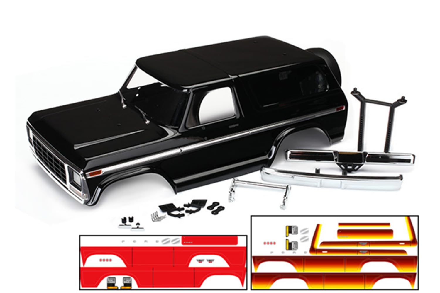 Traxxas 8010X Black Painted Ford Bronco Body with Accessories: 1/10 TRX-4