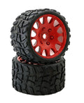 Power Hobby PHT1141SRED Raptor Belted Monster Truck Tires / Wheels w 17mm Hex (2) Sport-Red