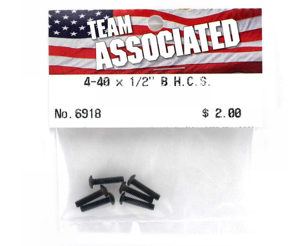 Team Associated 6918 Button Head Socket Screw 4-40x1/2" (6)