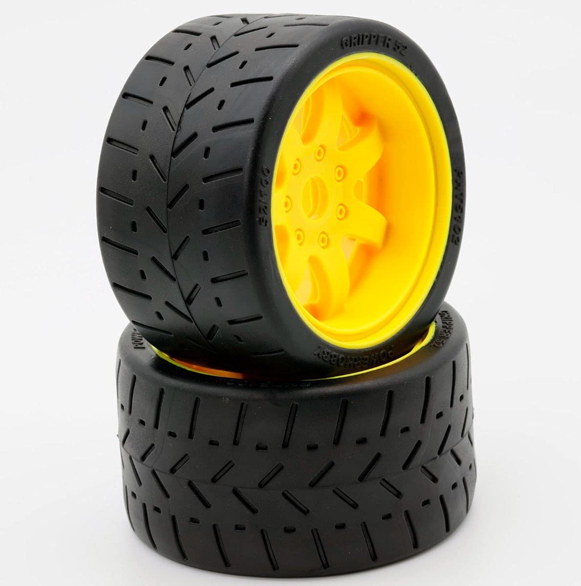 Power Hobby PHT5102Y 1/8 Gripper 54/100 Belted Mounted Tires 17mm Yellow