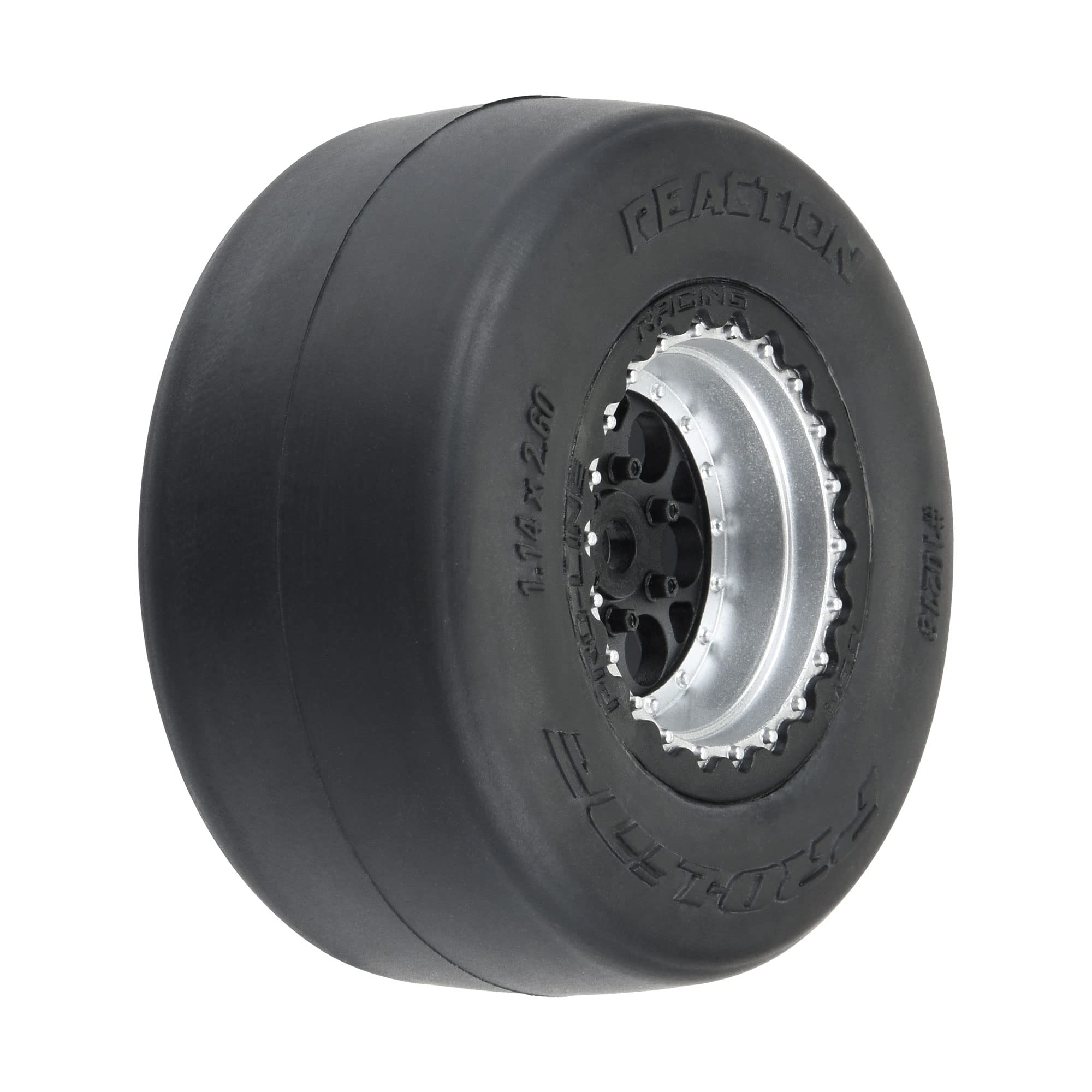 Pro-line Racing 1021810 1/16 Reaction Rr Tires MTD 7mm Blk/Sil:MiniDrag(2)