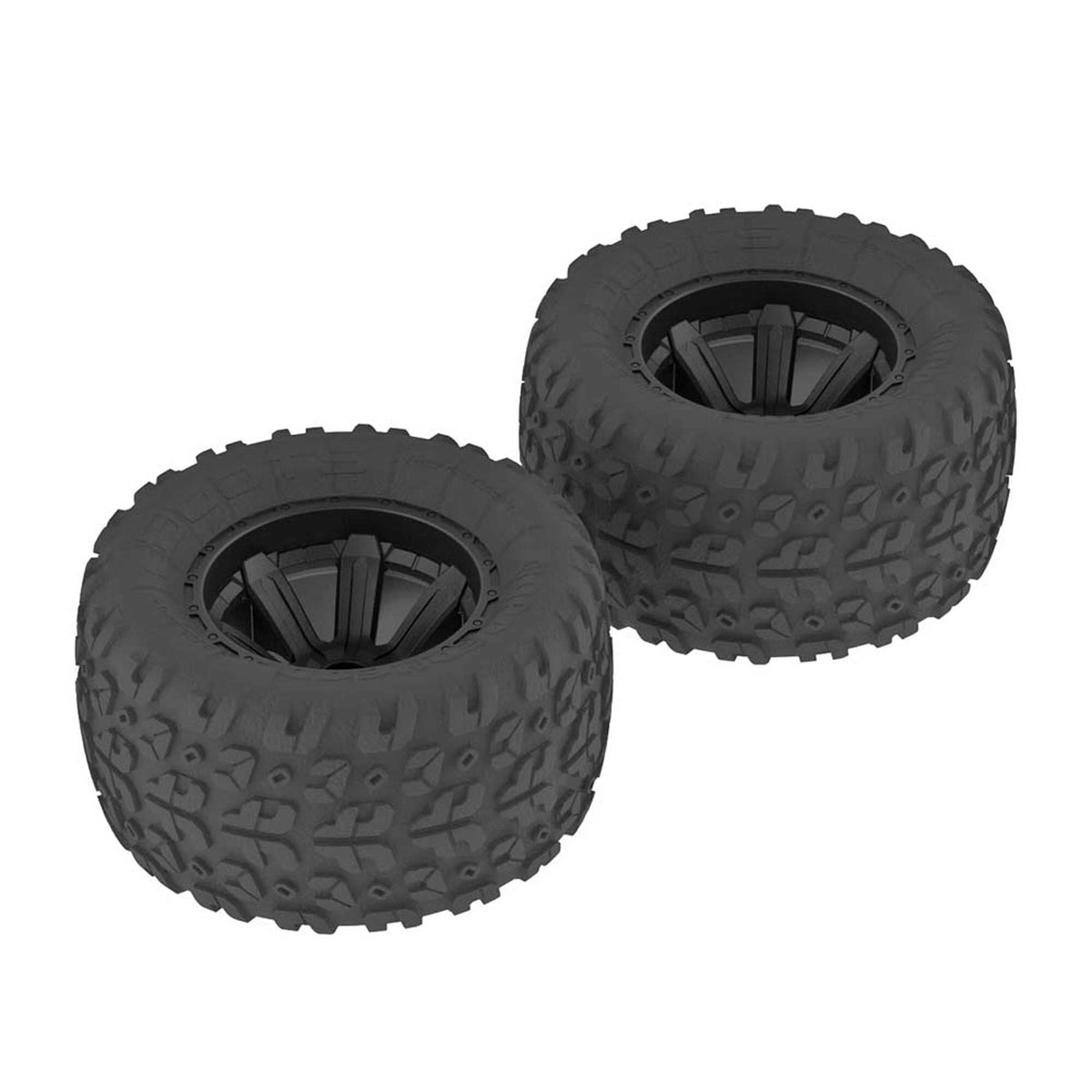 Arrma 550014 Copperhead MT Tire/Wheel Glued Black (2)