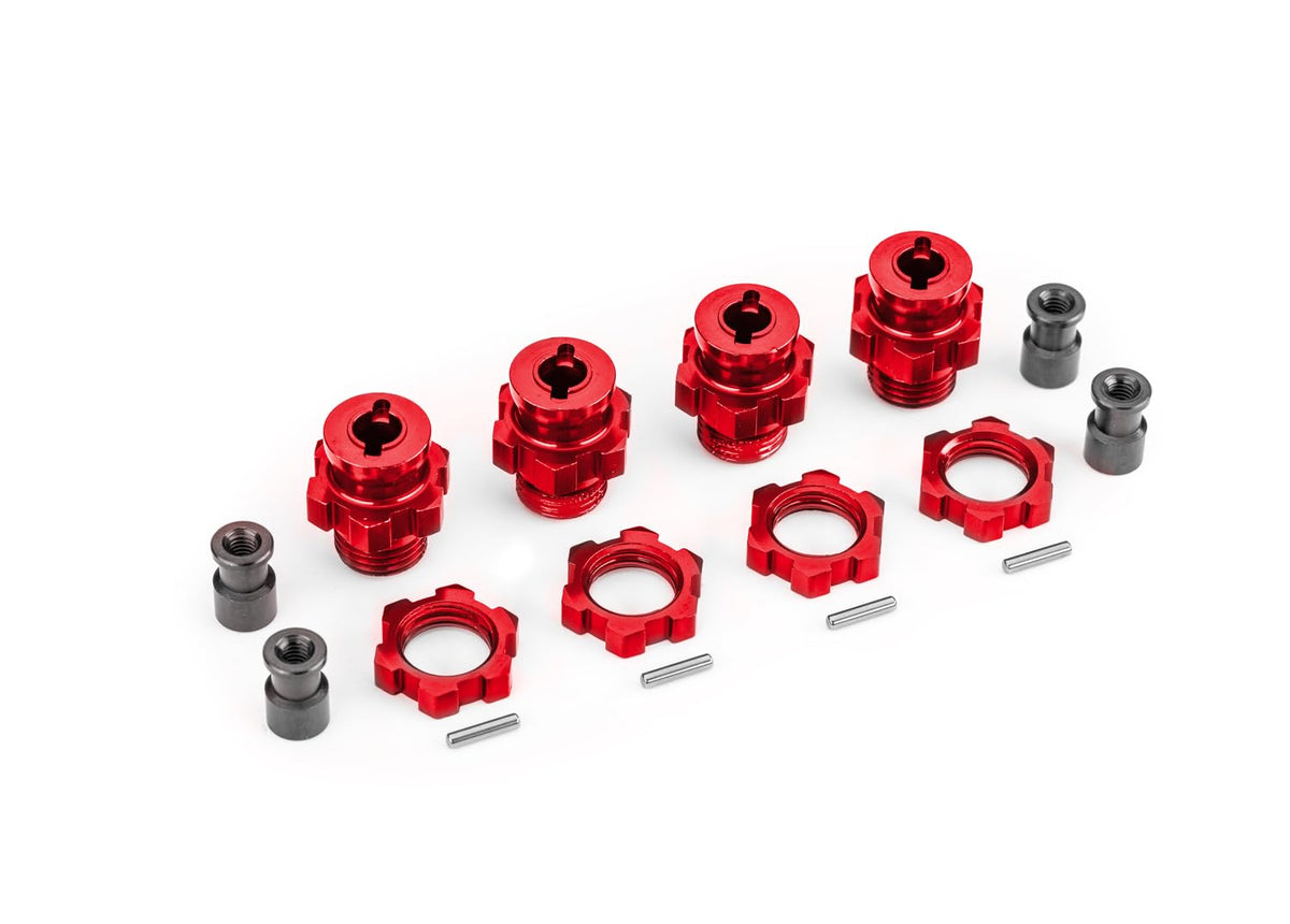 Traxxas 9086-RED 17 mm Aluminum Splined Hubs w/ Nuts, Red (4)