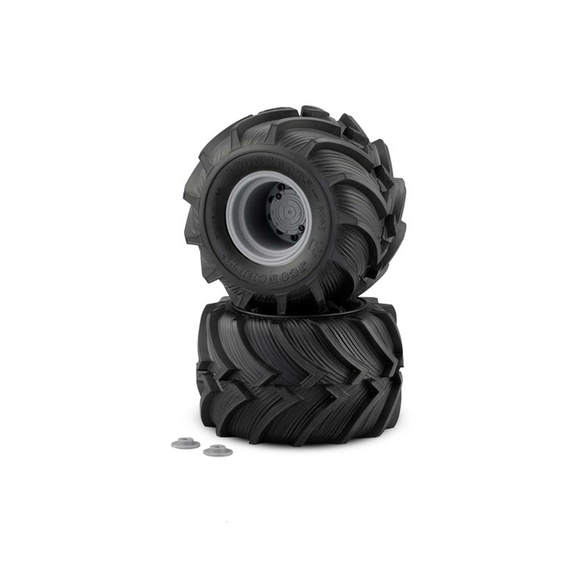 J-Concepts 30844099 1/8 Fling Kings Pre-Mounted Monster Truck Tires, Yellow Compound, 3414S Wheels (2)