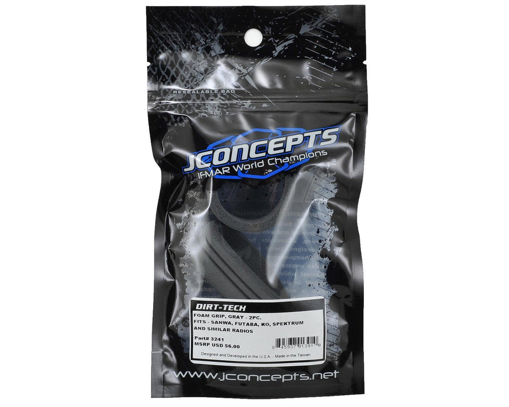 J Concepts 3241 Dirt-Tech Foam Grip, Gray (2) Fits Airtronics, Futaba, Ko Propo, Spektrum