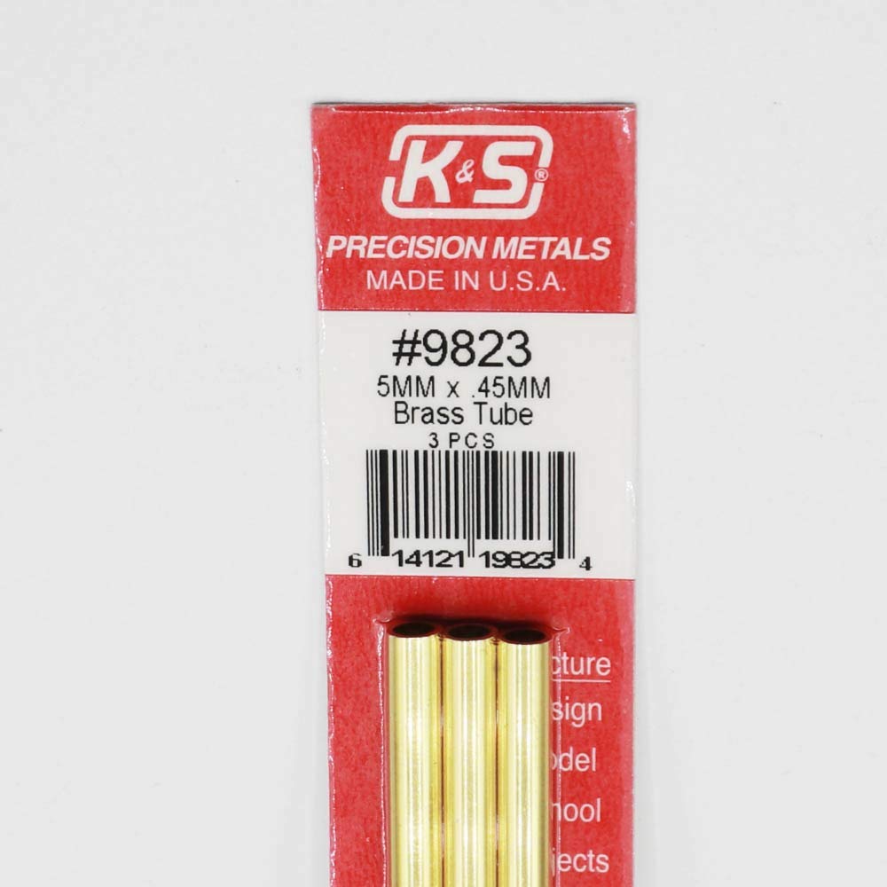 K&S 9821 Round Brass Tube, 3mm OD x 0.45mm Wall x 300mm Long, 4 Pieces, Made in The USA