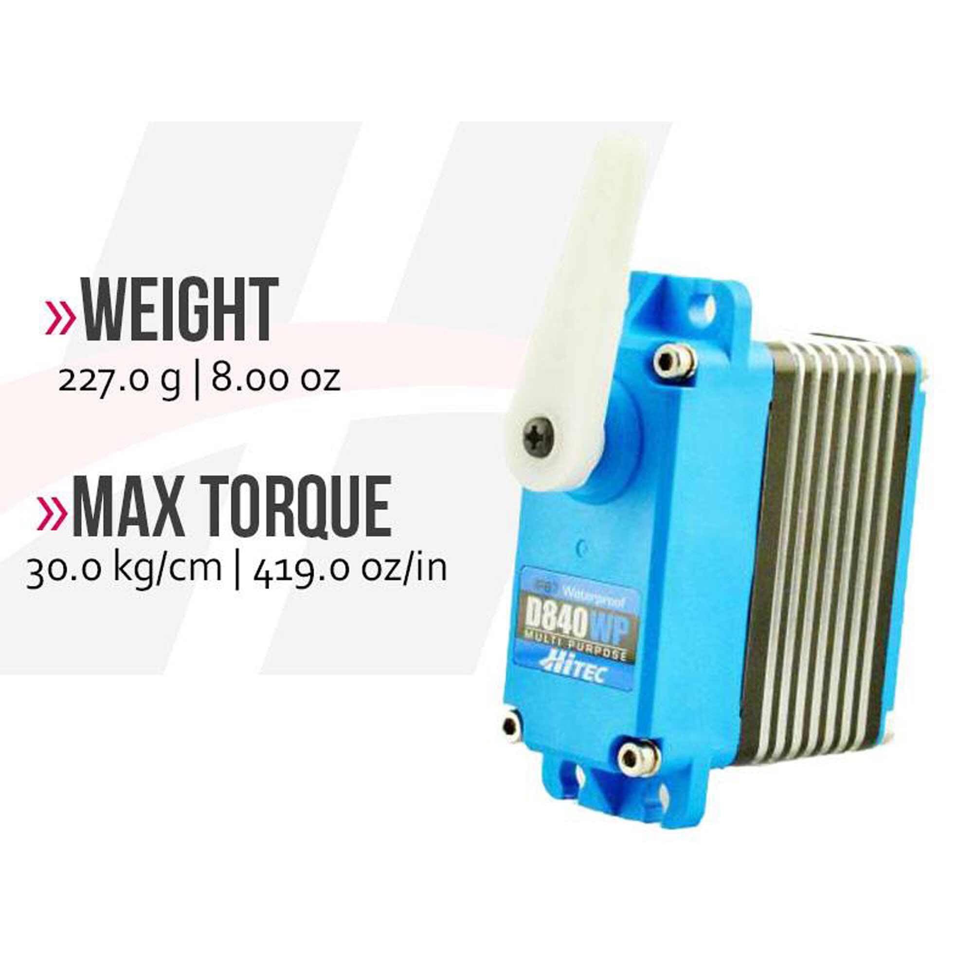 Hi-Tec 36840 32-Bit Multipurpose Waterproof Steel Gear Servo, D840WP