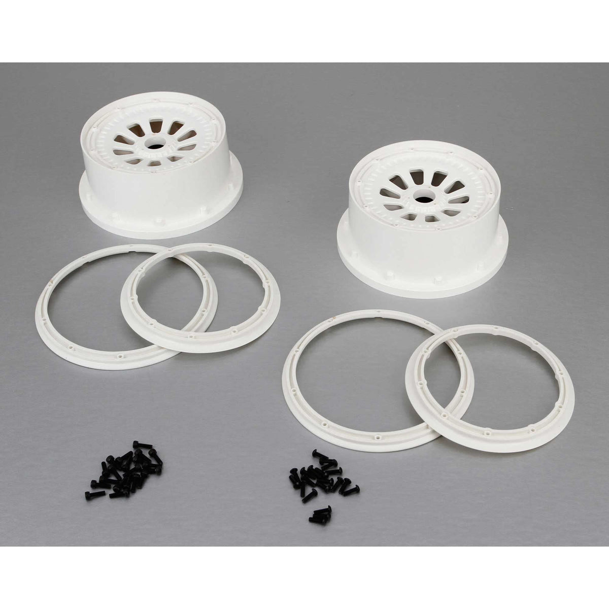 Losi LOSB7033 Wheel & Beadlock Set, White (2), 5T