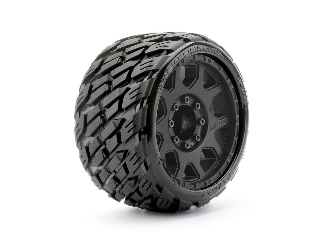 Jetko Tires 1603CBMSGBB2 1/8 SGT 3.8 Rockform Tires Mounted on Black Claw Rims,