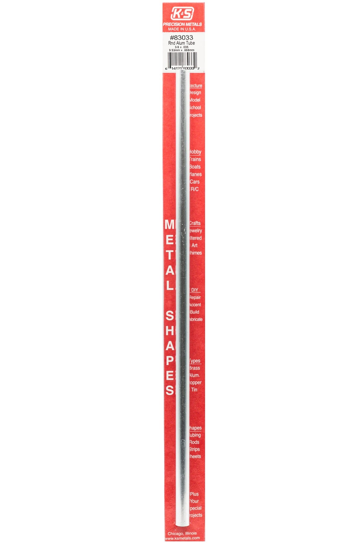 K & S Metals 83033 3/8 X .035 Round Alum. Tube