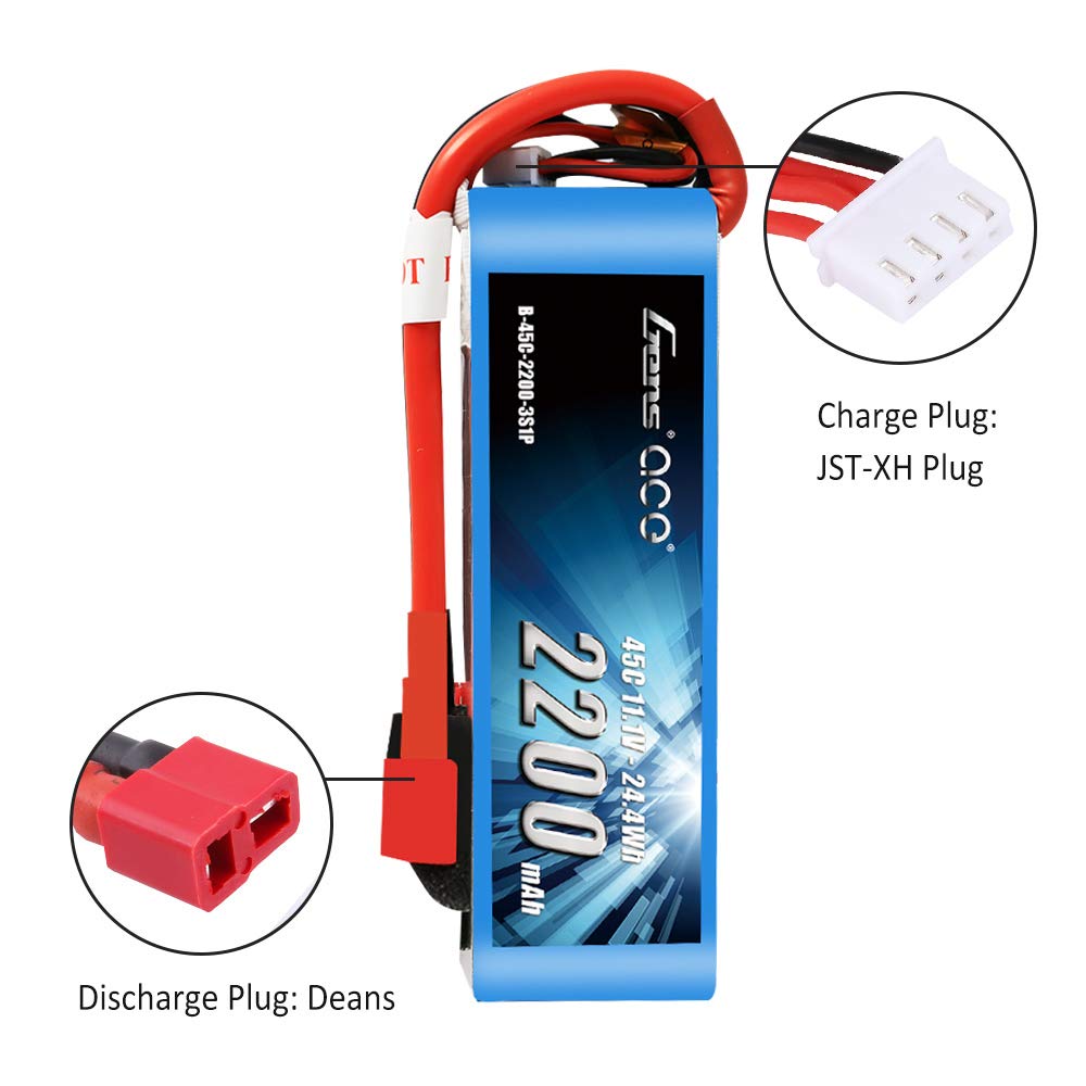 Gens Ace 22003S45D 2200mAh 11.1V 45C 3S1P Lipo Battery Pack w/ Deans