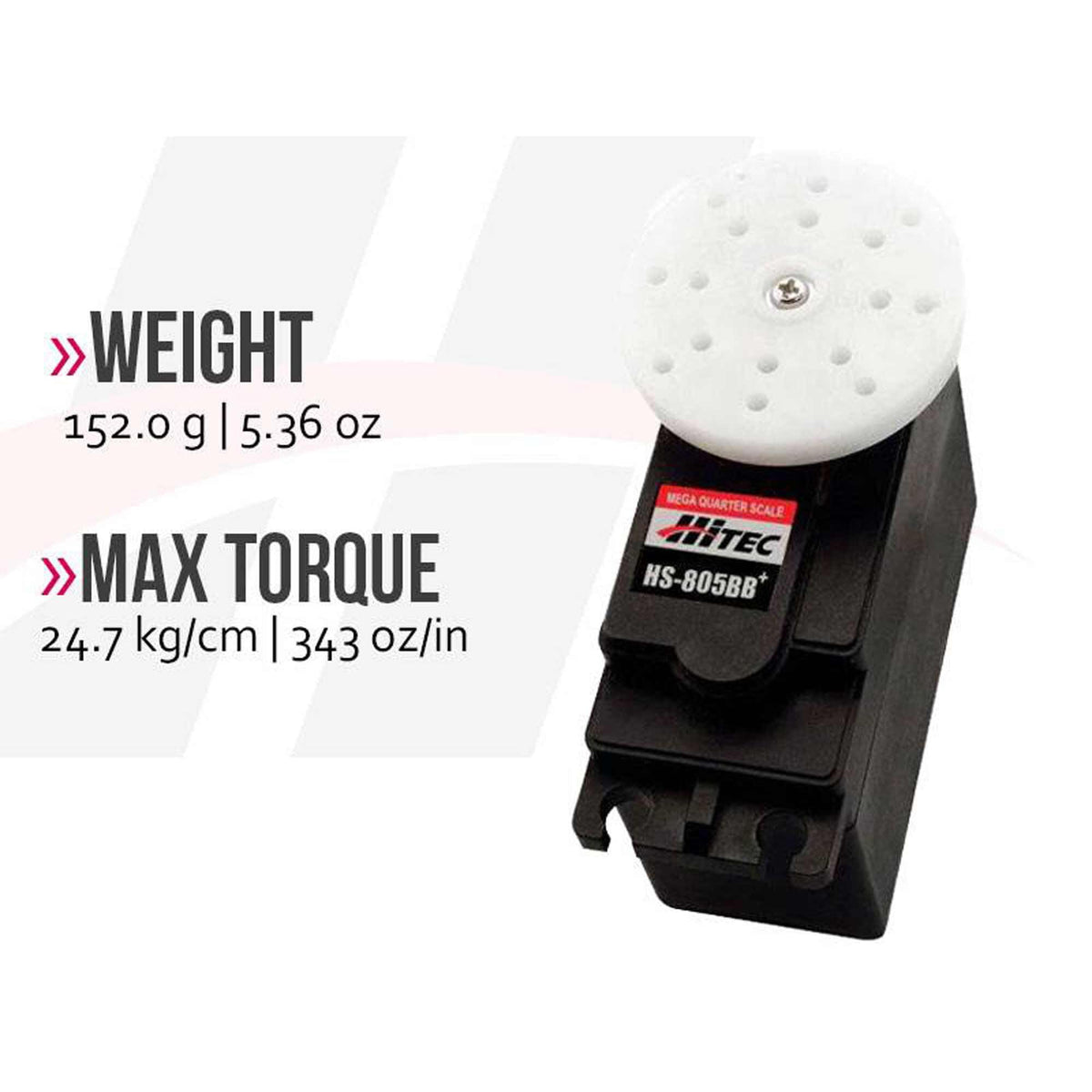 Hi-Tec 31805S Mega 1/4 Scale Servo HS-805BB: Universal, Dual Ball Bearings