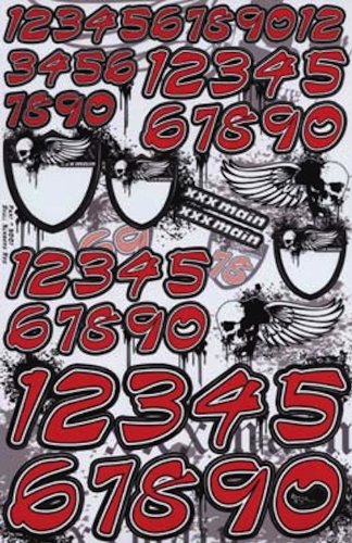 XXX Main N001 Skull & Red Numbers Decals
