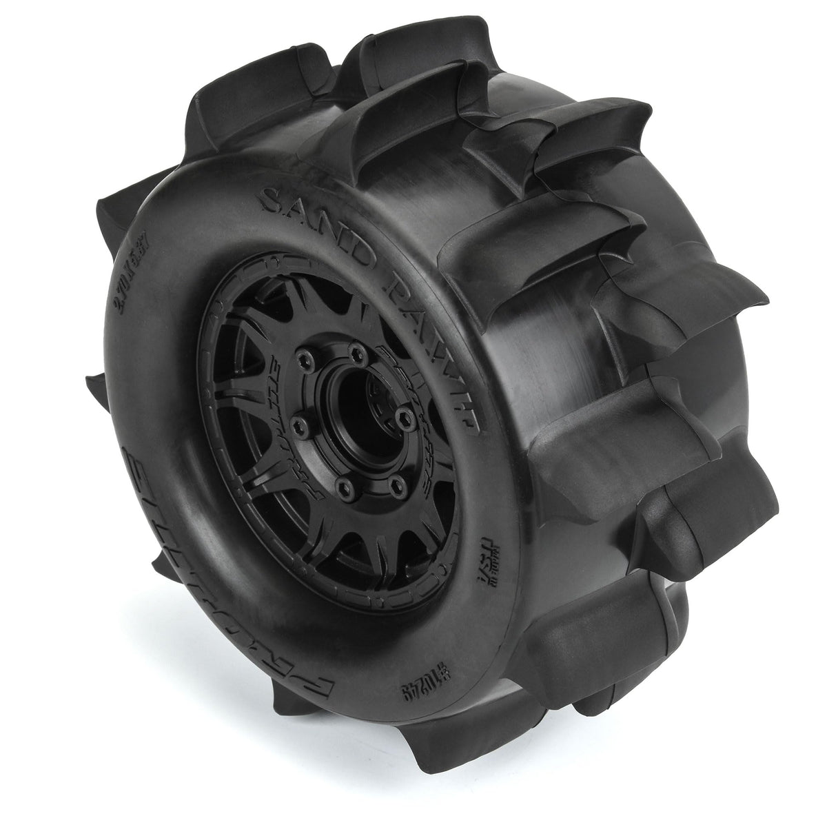 Pro-Line 1024910 Sand Paw HP BELTED 2.8" Sand Truck Tires Mounted on Raid Black 6x30 Removable Hex (12mm & 14mm) Wheels (2)