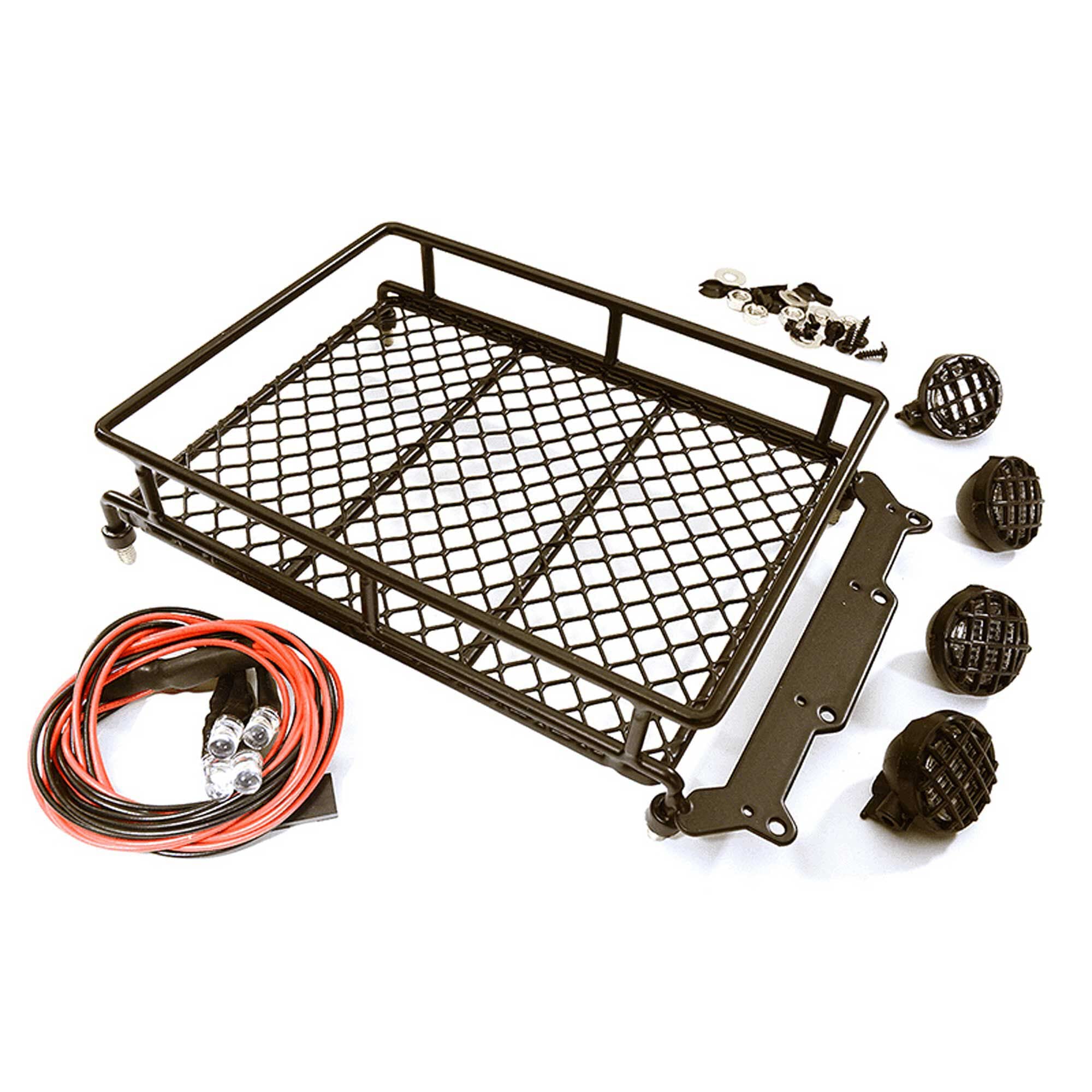 Integy C28779 1/10 Metal Luggage Tray w 4 LED Spot Light -Wraith