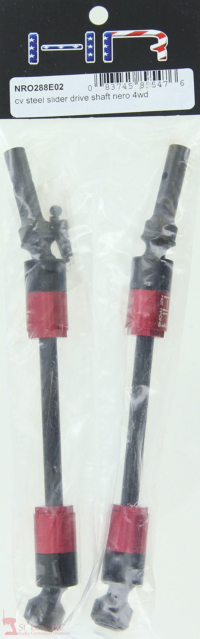 Hot Racing NRO288E02 CV Steel Slider Drive Shafts Red/Black (2): Arrma Nero