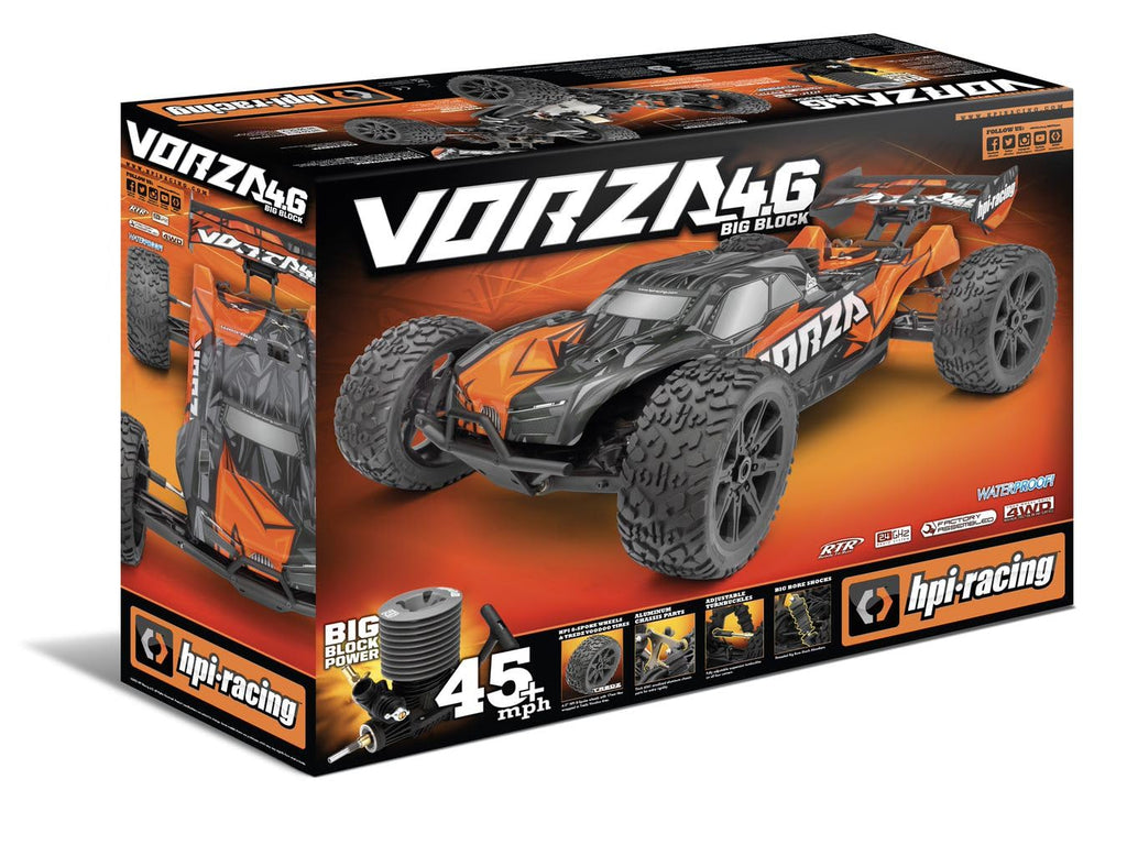 HPI Racing 160180 Vorza 4.6 Truggy, 1/8 4WD RTR Big Block Nitro w/2.4Ghz Radio
