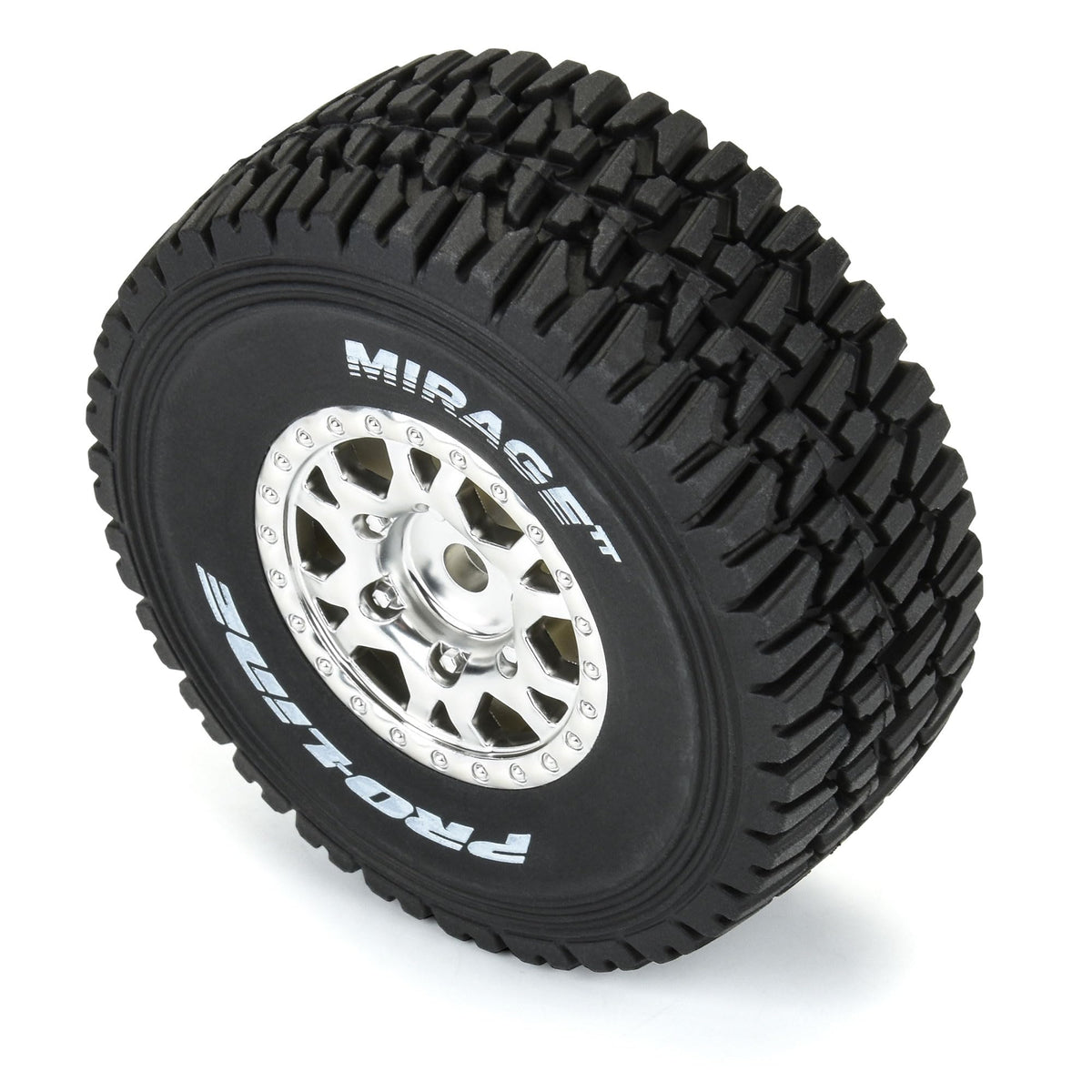 Pro-Line PRO1025310 Mirage TT F/R Tires Mounted 12mm Hex Satin Silver Impulse (4) for Arrma Mojave Grom