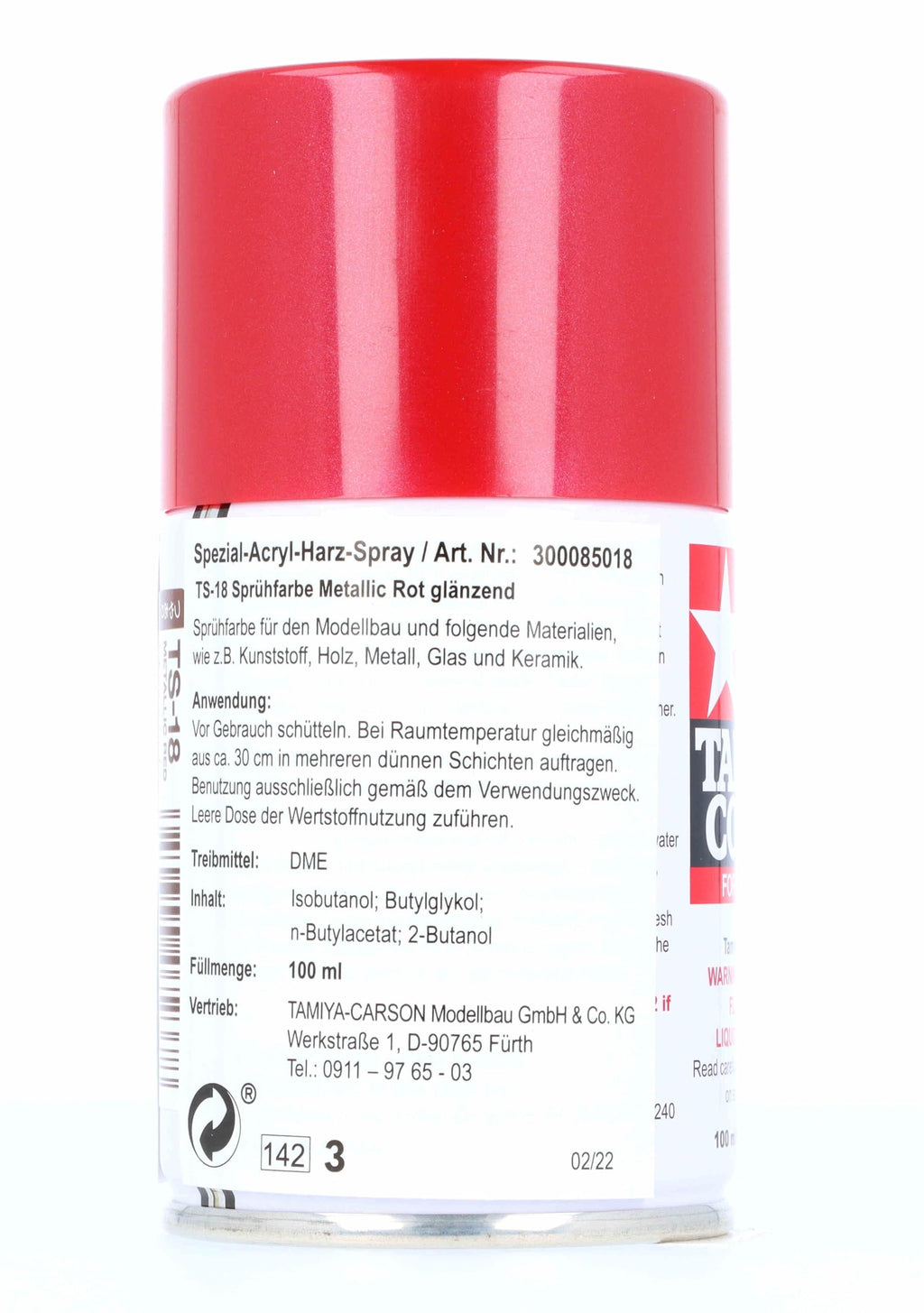 Tamiya 85018 Spray Lacquer TS-18 Metallic Red - 100ml Spray Can