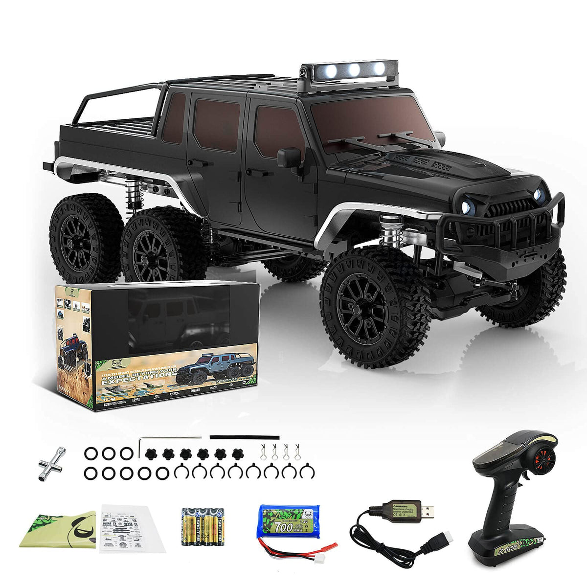 Panda Hobby 1861BLK 1/18 Tetra18 X1 6X6 RTR Scale Mini Crawler, Black