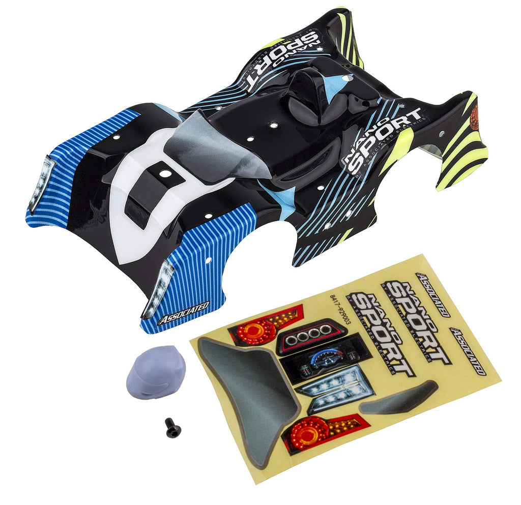 Team Associated 21601 NanoSport Blue and Black Body, with decals